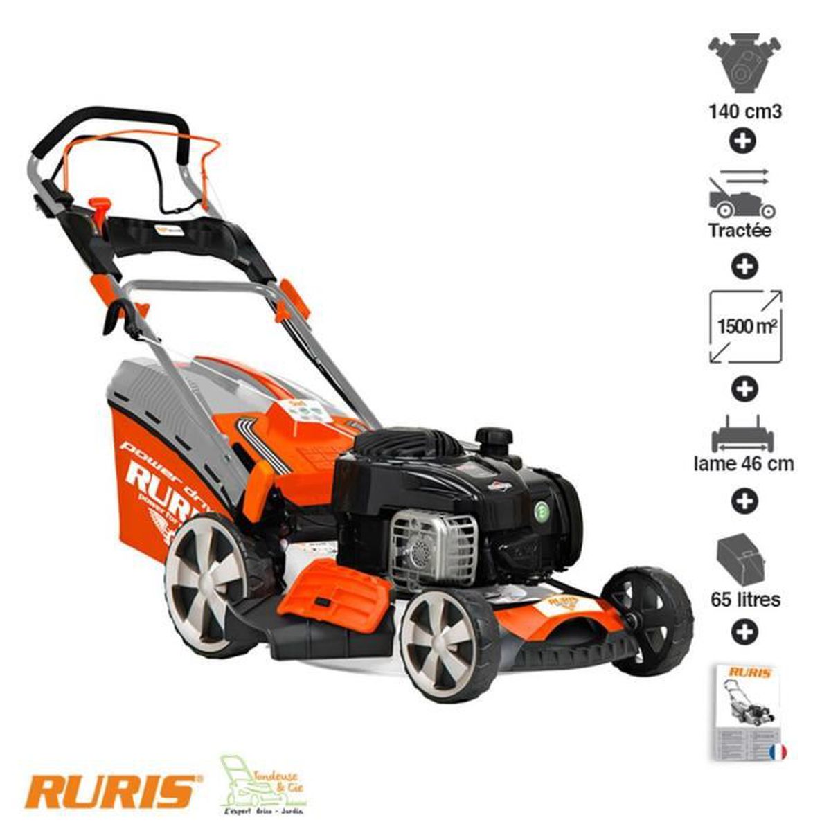 RURIS RX333S 46 cm Briggs & Stratton petrol lawn mower – up to 1500 m²