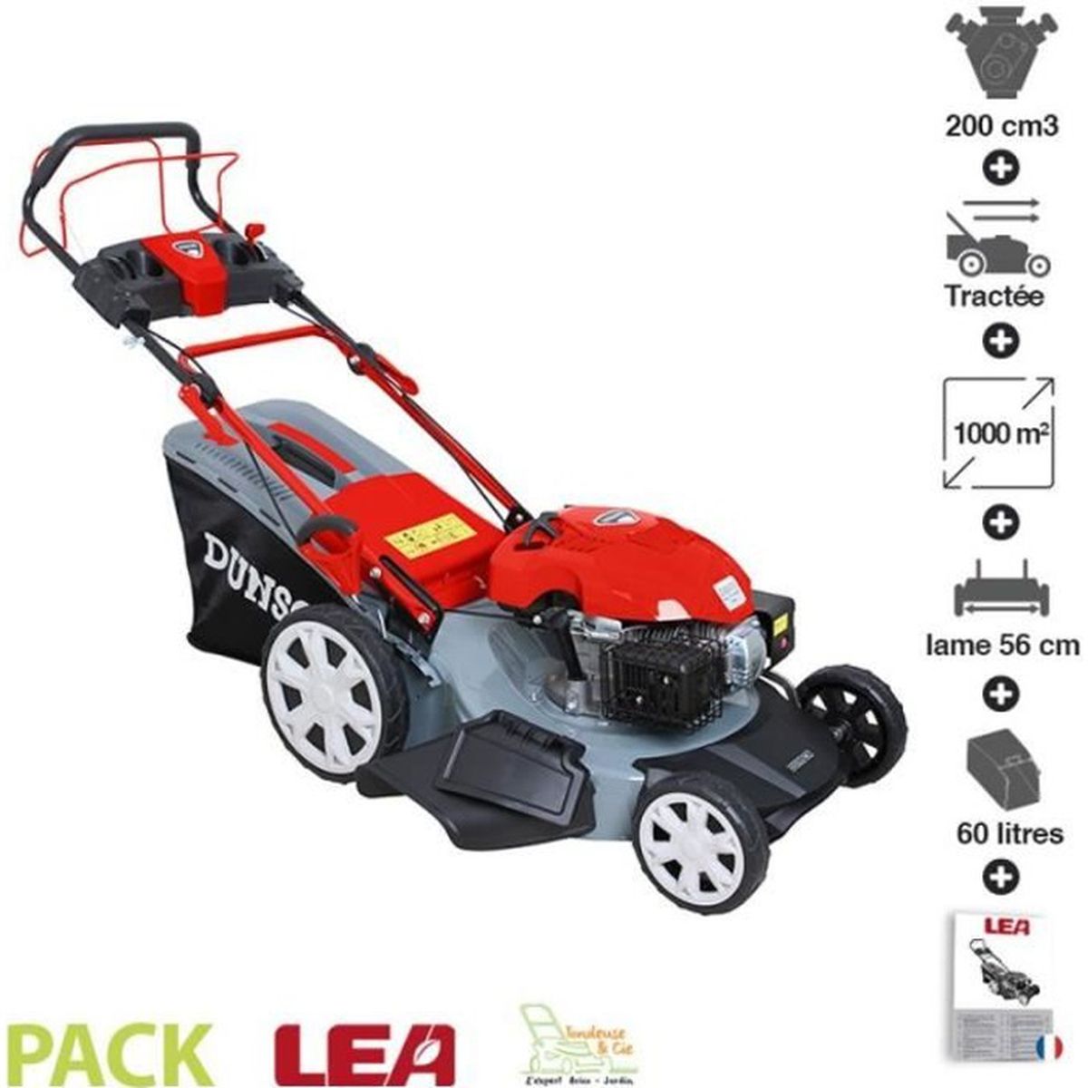 DUNSCH DU12201-56B3 4-in-1 mulching petrol lawn mower – 200 cm³ – 56 cm cutting width – 60 L grass collector
