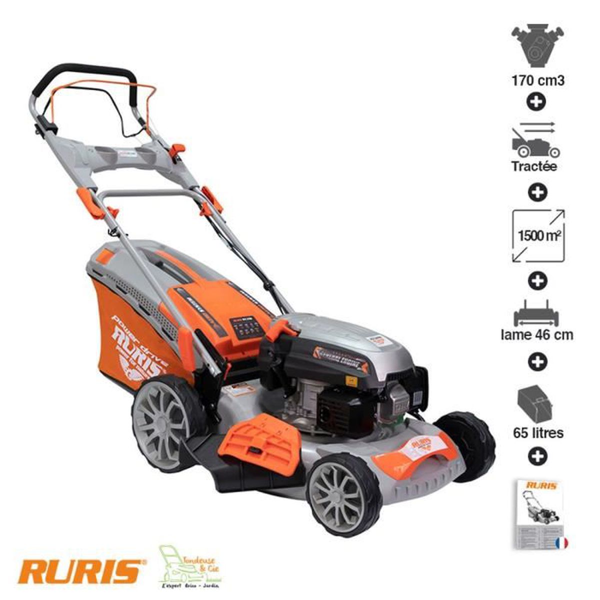 Ruris RX311S mulching petrol lawn mower – 46 cm cutting width