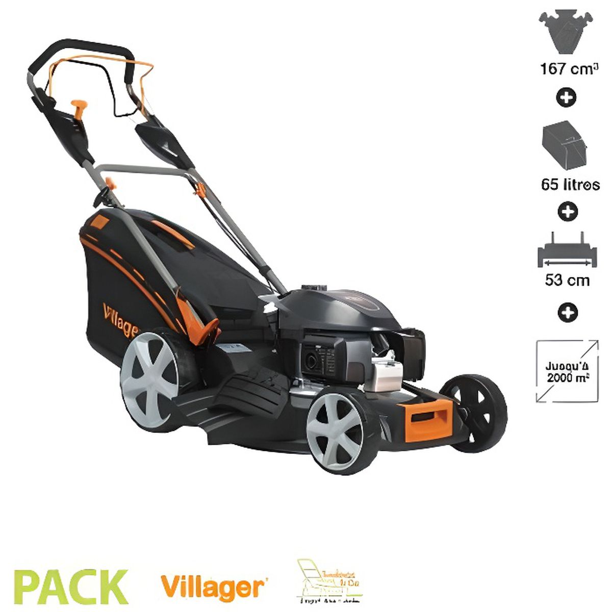 VILLAGER Falcon 6111 H selbstfahrender 4-in-1 Benzin-Rasenmäher – Honda OHV 167 cm³ – variable Geschwindigkeit